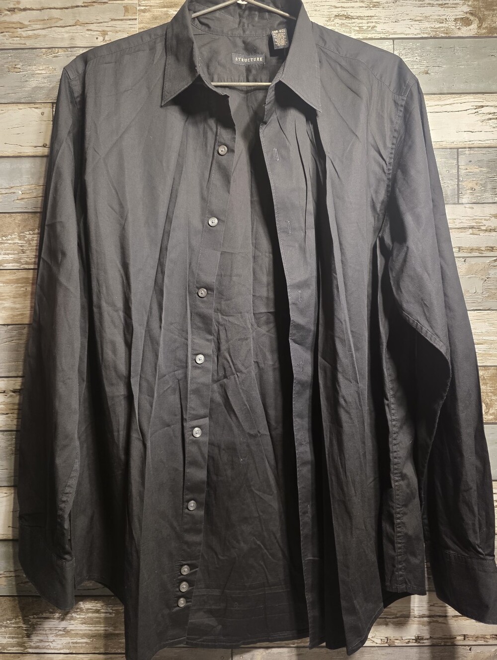 Structure Men's Black Lightweight Button-Front Shirt Jacket